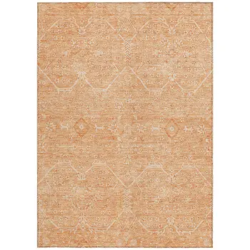 8' X 10' Salmon Floral Washable Indoor Outdoor Area Rug