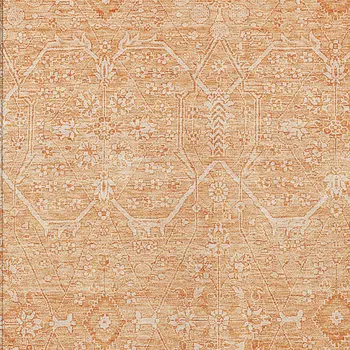 10' X 14' Salmon Floral Washable Indoor Outdoor Area Rug