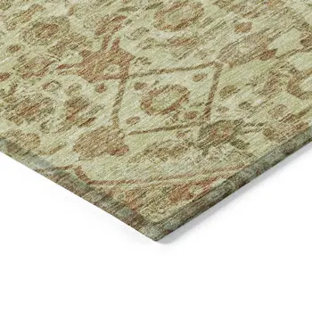 3' X 5' Beige Medallion Washable Indoor Outdoor Area Rug