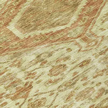 8' Beige Round Medallion Washable Indoor Outdoor Area Rug