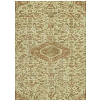 10' X 14' Beige Medallion Washable Indoor Outdoor Area Rug