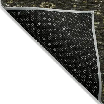 3' X 5' Charcoal Medallion Washable Indoor Outdoor Area Rug