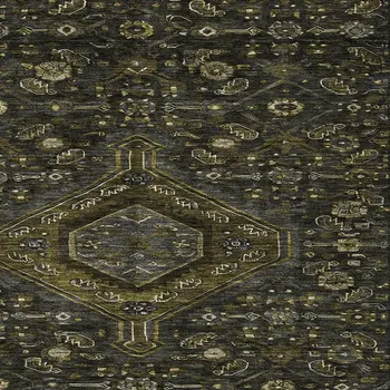 3' X 5' Charcoal Medallion Washable Indoor Outdoor Area Rug