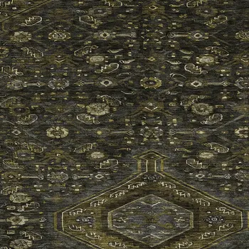 5' X 8' Charcoal Medallion Washable Indoor Outdoor Area Rug