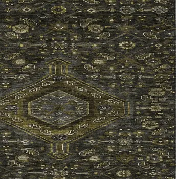 8' X 10' Charcoal Medallion Washable Indoor Outdoor Area Rug