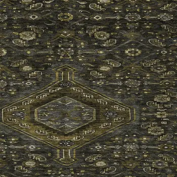 10' X 14' Charcoal Medallion Washable Indoor Outdoor Area Rug