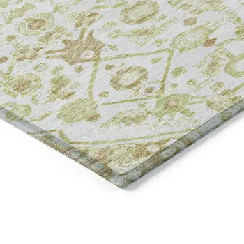 8' Ivory Round Medallion Washable Indoor Outdoor Area Rug