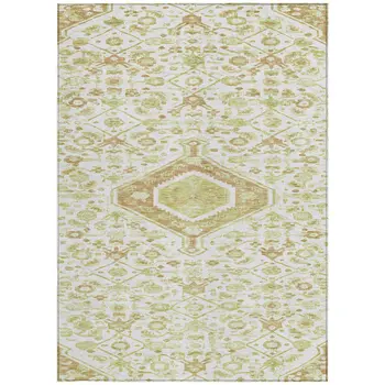 8' X 10' Ivory Medallion Washable Indoor Outdoor Area Rug