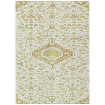 8' X 10' Ivory Medallion Washable Indoor Outdoor Area Rug
