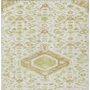 8' X 10' Ivory Medallion Washable Indoor Outdoor Area Rug