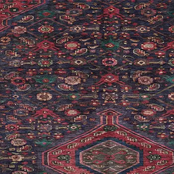 8' X 10' Navy Blue Medallion Washable Indoor Outdoor Area Rug