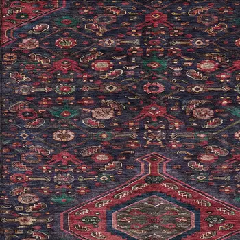 9' X 12' Navy Blue Medallion Washable Indoor Outdoor Area Rug