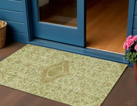3' X 5' Sage Medallion Washable Indoor Outdoor Area Rug