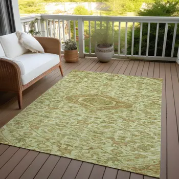 3' X 5' Sage Medallion Washable Indoor Outdoor Area Rug