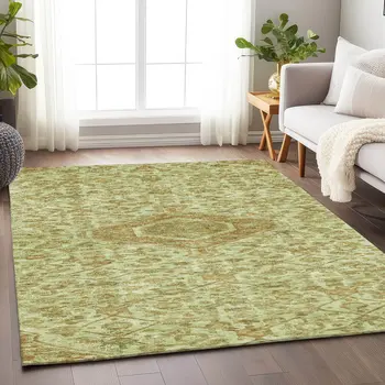 3' X 5' Sage Medallion Washable Indoor Outdoor Area Rug