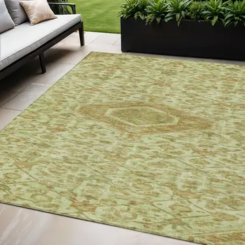 5' X 8' Sage Medallion Washable Indoor Outdoor Area Rug