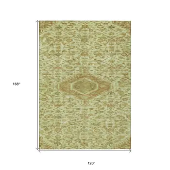 10' X 14' Sage Medallion Washable Indoor Outdoor Area Rug