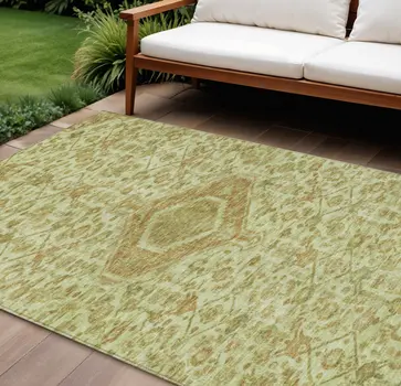 10' X 14' Sage Medallion Washable Indoor Outdoor Area Rug