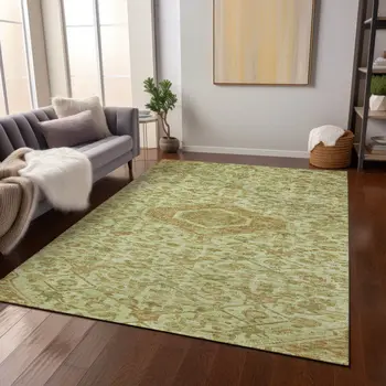 10' X 14' Sage Medallion Washable Indoor Outdoor Area Rug