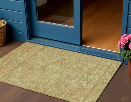 3' X 5' Terra Cotta Medallion Washable Indoor Outdoor Area Rug