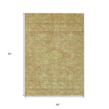5' X 8' Terra Cotta Medallion Washable Indoor Outdoor Area Rug