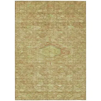5' X 8' Terra Cotta Medallion Washable Indoor Outdoor Area Rug
