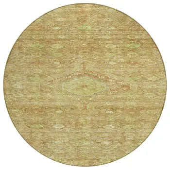 8' Terra Cotta Round Medallion Washable Indoor Outdoor Area Rug