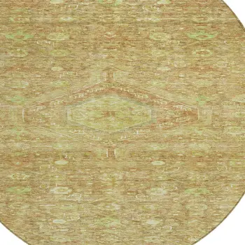 8' Terra Cotta Round Medallion Washable Indoor Outdoor Area Rug