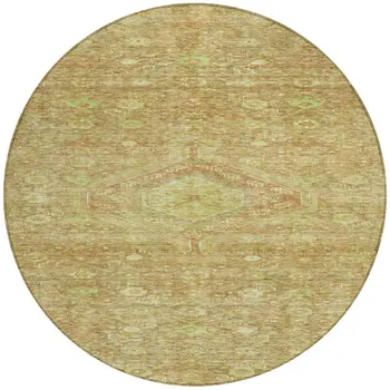 8' Terra Cotta Round Medallion Washable Indoor Outdoor Area Rug