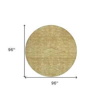 8' Terra Cotta Round Medallion Washable Indoor Outdoor Area Rug