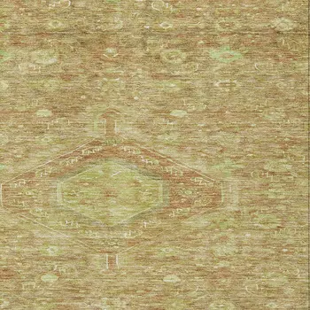 8' X 10' Terra Cotta Medallion Washable Indoor Outdoor Area Rug
