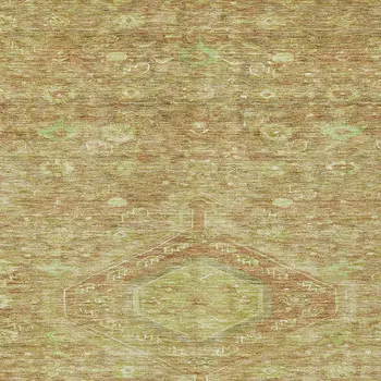9' X 12' Terra Cotta Medallion Washable Indoor Outdoor Area Rug