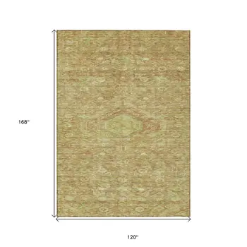 10' X 14' Terra Cotta Medallion Washable Indoor Outdoor Area Rug