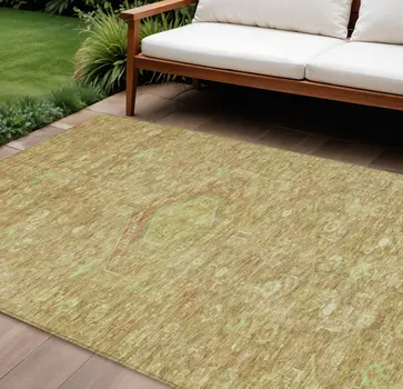 10' X 14' Terra Cotta Medallion Washable Indoor Outdoor Area Rug