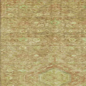 10' X 14' Terra Cotta Medallion Washable Indoor Outdoor Area Rug