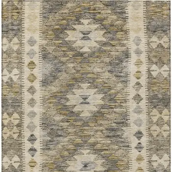 10' X 14' Beige Geometric Washable Indoor Outdoor Area Rug