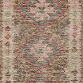 3' X 5' Brown Geometric Washable Indoor Outdoor Area Rug
