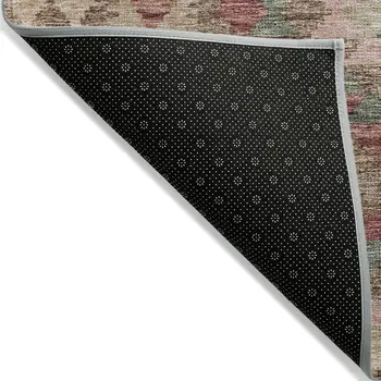 5' X 8' Brown Geometric Washable Indoor Outdoor Area Rug