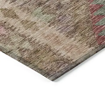5' X 8' Brown Geometric Washable Indoor Outdoor Area Rug