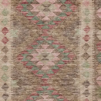 10' X 14' Brown Geometric Washable Indoor Outdoor Area Rug