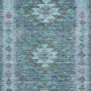 10' X 14' Blue Geometric Washable Indoor Outdoor Area Rug