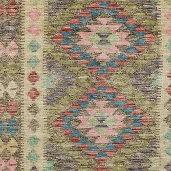 9' X 12' Green Geometric Washable Indoor Outdoor Area Rug