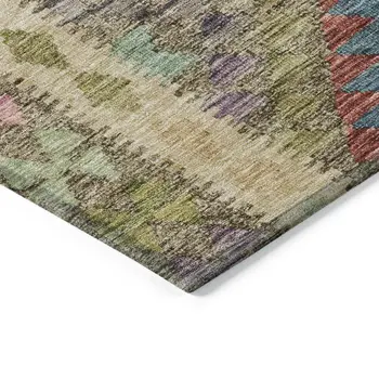 10' X 14' Green Geometric Washable Indoor Outdoor Area Rug