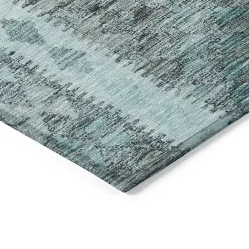 10' X 14' Teal Blue Geometric Washable Indoor Outdoor Area Rug