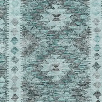 10' X 14' Teal Blue Geometric Washable Indoor Outdoor Area Rug