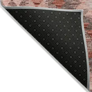 3' X 5' Terra Cotta Geometric Washable Indoor Outdoor Area Rug