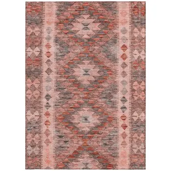 3' X 5' Terra Cotta Geometric Washable Indoor Outdoor Area Rug