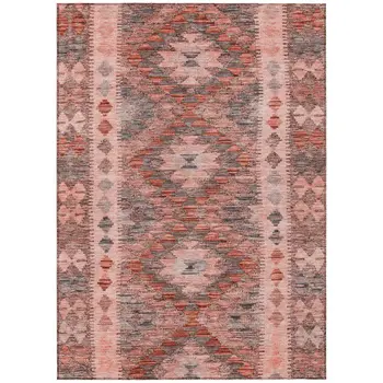 8' X 10' Terra Cotta Geometric Washable Indoor Outdoor Area Rug