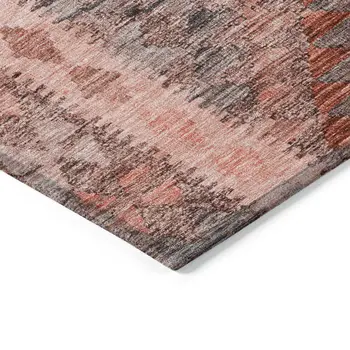 8' X 10' Terra Cotta Geometric Washable Indoor Outdoor Area Rug