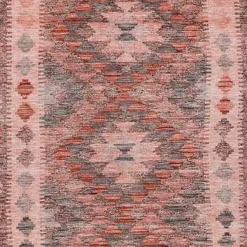 9' X 12' Terra Cotta Geometric Washable Indoor Outdoor Area Rug